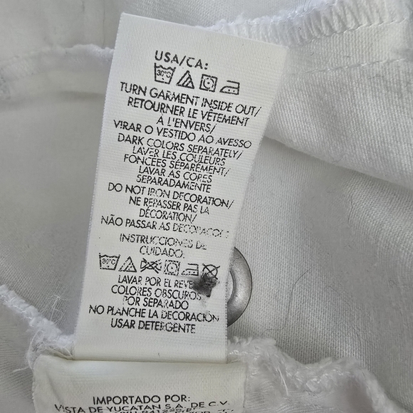 Calvin Klein Jeans White Jean Jacket with Pink Floral Design On The Back - Picture 8 of 13